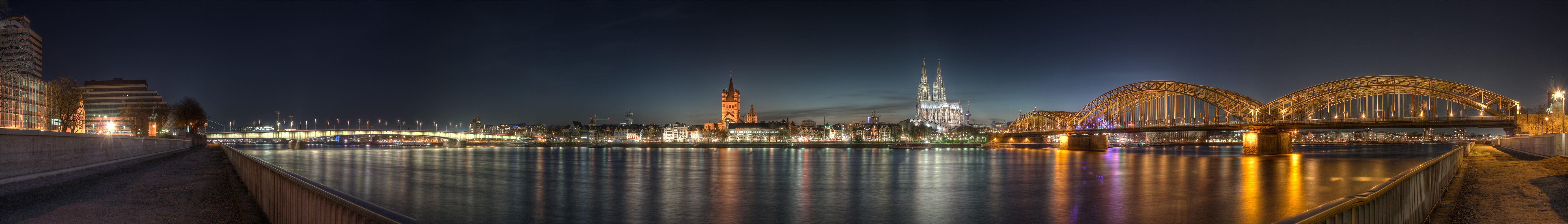Cologne - Panoramic Image of the old town at dusk